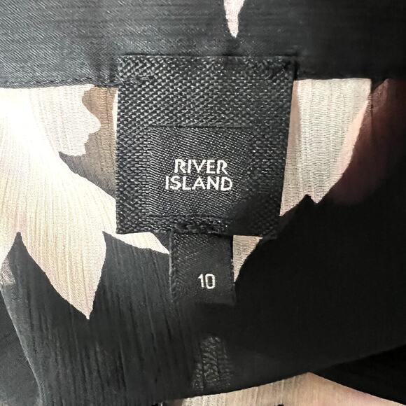 River Island Printed Sheer Maxi Dress Kaftan Size 10 Button Front - Picture 8 of 8